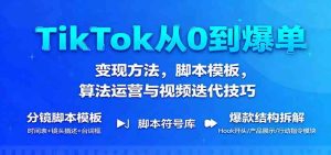 TikTok从0到爆单:变现方法,脚本模板,算法运营与视频迭代技巧 – 战狼项目网_分享创业资讯_最新网络项目资源-生财有道