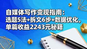 自媒体写作变现指南：选题5法+拆文6步+数据优化，单篇收益2243元秘籍 – 战狼项目网_分享创业资讯_最新网络项目资源-生财有道