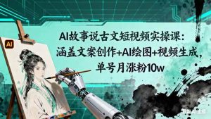 AI故事说古文短视频实操课：涵盖文案创作+AI绘图+视频生成，单号月涨粉10w – 战狼项目网_分享创业资讯_最新网络项目资源-生财有道