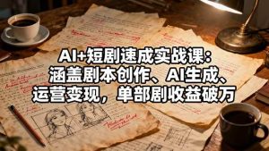 AI+短剧速成实战课：涵盖剧本创作、AI生成、运营变现，单部剧收益破万 – 战狼项目网_分享创业资讯_最新网络项目资源-生财有道