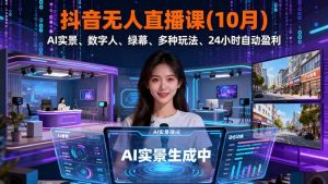 抖音无人直播课(10月)，AI实景、数字人、绿幕、多种玩法、24小时自动盈利 – 战狼项目网_分享创业资讯_最新网络项目资源-生财有道