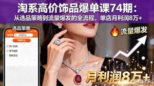 淘系高价饰品爆单课74期：从选品策略到流量爆发的全流程，单店月利润8万+ – 战狼项目网_分享创业资讯_最新网络项目资源-生财有道