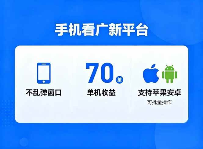 看广新平台，不乱弹窗口，单机做到了70加，支持苹果和安卓可批量，做到了日入1万+ – 战狼项目网_分享创业资讯_最新网络项目资源-生财有道