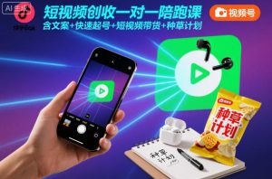 短视频创收一对一陪跑课，含文案+快速起号+短视频带货+种草计划 – 战狼项目网_分享创业资讯_最新网络项目资源-生财有道