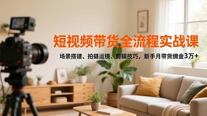 短视频带货全流程实战课，场景搭建、拍摄运镜、剪辑技巧，新手月带货佣金3万+ – 战狼项目网_分享创业资讯_最新网络项目资源-生财有道