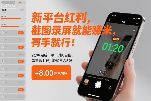 新平台红利，截图录屏就能賺米，有手就行！2分钟完成一单，时间自由，单量无上限，轻松日入5张【揭秘】 – 战狼项目网_分享创业资讯_最新网络项目资源-生财有道