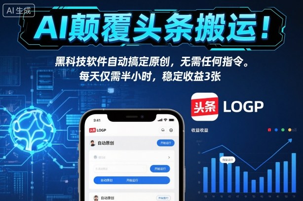 AI颠覆头条搬运！黑科技软件自动搞定原创，无需任何指令。每天仅需半小时，稳定收益3张【揭秘】 – 战狼项目网_分享创业资讯_最新网络项目资源-生财有道