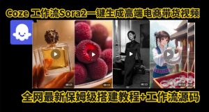 coze智能体sora2一键生成电商带货高端视频工作流保姆级拆解教程，无需剪辑，无需拍摄 – 战狼项目网_分享创业资讯_最新网络项目资源-生财有道