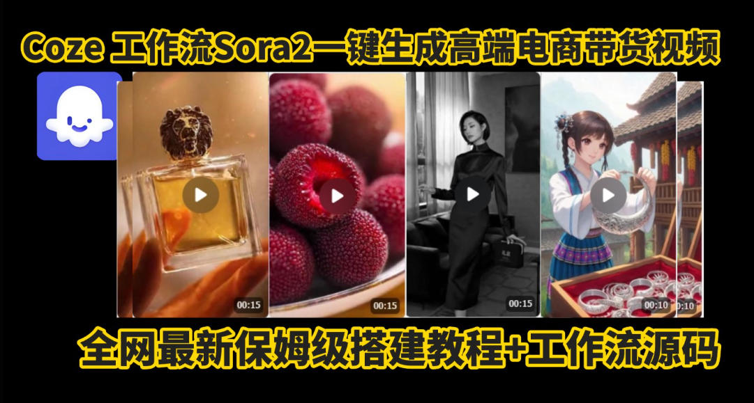 coze智能体sora2一键生成电商带货高端视频工作流保姆级拆解教程，无需剪辑，无需拍摄 – 战狼项目网_分享创业资讯_最新网络项目资源-生财有道