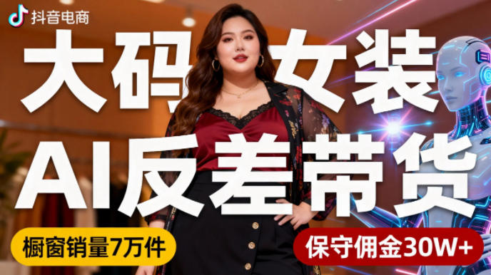 抖音小众赛道，大码女装AI反差带货，不用直播，每天6条作品，橱窗卖7万件，保守佣金30W+ – 战狼项目网_分享创业资讯_最新网络项目资源-生财有道