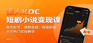 素人KOC短剧小说变现课：账号起号，爆款选题，双端剪辑，千万热门实操教学 – 战狼项目网_分享创业资讯_最新网络项目资源-生财有道