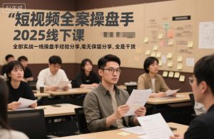 短视频全案操盘手2025线下课，全部实战一线操盘手经验分享，毫无保留分享，全是干货 – 战狼项目网_分享创业资讯_最新网络项目资源-生财有道