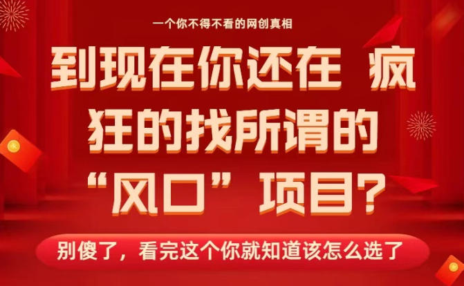 马上26年了，你还在找所谓的风口项目？别傻了，看完这个你全都懂了！【揭秘】 – 战狼项目网_分享创业资讯_最新网络项目资源-生财有道
