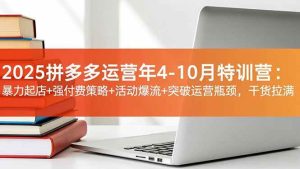 2025拼多多运营年4-10月特训营:暴力起店+强付费策略+活动爆流+突破运营瓶颈,干货拉满 – 战狼项目网_分享创业资讯_最新网络项目资源-生财有道