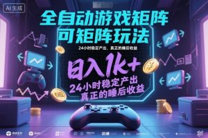全自动游戏掘金，可矩阵操作，日入1k+，24小时稳定产出，真正的睡后收益【揭秘】 – 战狼项目网_分享创业资讯_最新网络项目资源-生财有道