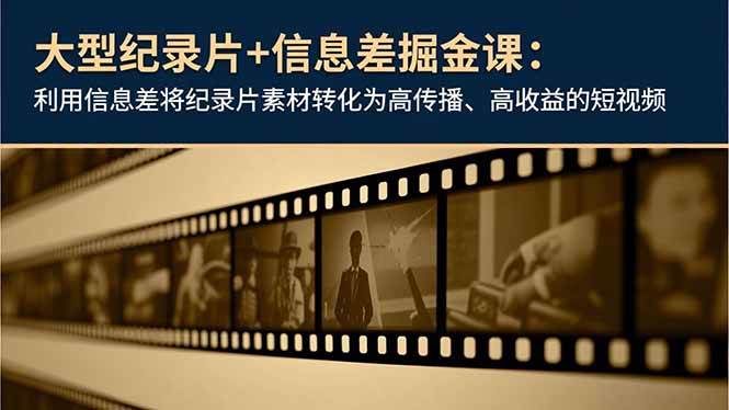 大型纪录片+信息差掘金课：利用信息差将纪录片素材转化为高传播、高收益的短视频 – 战狼项目网_分享创业资讯_最新网络项目资源-生财有道