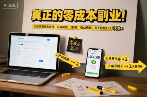 真正的零成本副业！问卷调查暴利项目，无脑操作，纯0撸，收益稳定，每天轻松日入100+【揭秘】 – 战狼项目网_分享创业资讯_最新网络项目资源-生财有道
