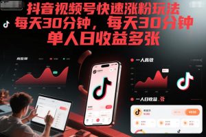 抖音视频号快速涨粉玩法，每天30分钟，单人日收益多张 – 战狼项目网_分享创业资讯_最新网络项目资源-生财有道