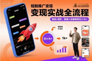 短剧推广变现实战全流程，基础+进阶，普通人也能做到日入1k+ – 战狼项目网_分享创业资讯_最新网络项目资源-生财有道