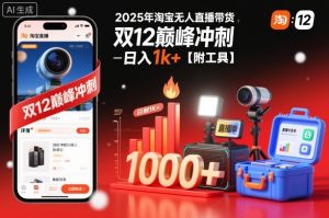 2025年淘宝无人直播带货，冲刺双12，日入1k+【附工具】【揭秘】 – 战狼项目网_分享创业资讯_最新网络项目资源-生财有道