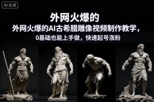 外网火爆的AI古希腊雕像视频制作教学，0基础也能上手做，快速起号涨粉 – 战狼项目网_分享创业资讯_最新网络项目资源-生财有道