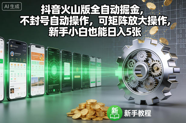 抖音火山版全自动掘金，不封号自动操作，可矩阵放大操作，新手小白也能日入5张【揭秘】 – 战狼项目网_分享创业资讯_最新网络项目资源-生财有道