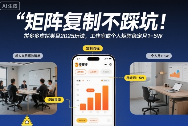 矩阵复制不踩坑！拼多多虚拟类目2025玩法，工作室或者个人矩阵稳定月1-5W【揭秘】 – 战狼项目网_分享创业资讯_最新网络项目资源-生财有道