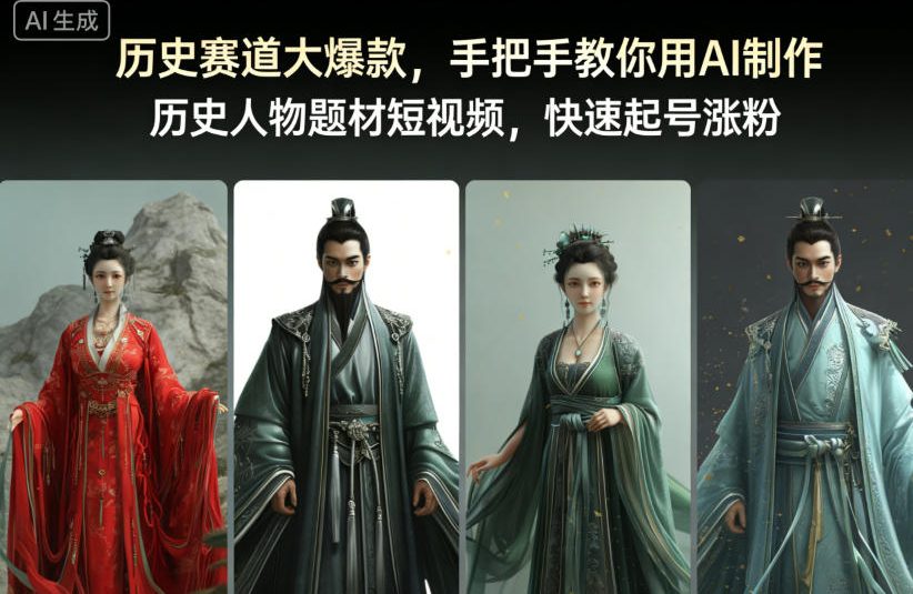 历史赛道大爆款，手把手教你用AI制作历史人物题材短视频，快速起号涨粉 – 战狼项目网_分享创业资讯_最新网络项目资源-生财有道