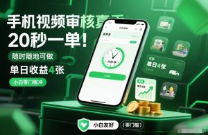 手机视频审核真香！20秒一单，随时随地可做，单日收益4张，小白零门槛冲【揭秘】 – 战狼项目网_分享创业资讯_最新网络项目资源-生财有道