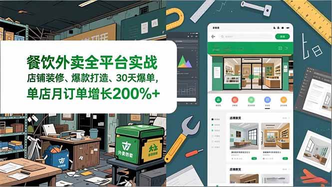 餐饮外卖全平台实战，店铺装修、爆款打造、30天爆单，手把手教学，单店月订单增长200%+ – 战狼项目网_分享创业资讯_最新网络项目资源-生财有道