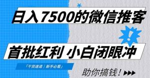 日入7500的微信推客，首批红利，自用省钱、分享赚钱，0门槛小白闭眼冲！ – 战狼项目网_分享创业资讯_最新网络项目资源-生财有道