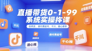 全域直播带货0~1~99系统实操课，自然流、微付费​起号、千川、随心推等，直播带货全链路完整逻辑 – 战狼项目网_分享创业资讯_最新网络项目资源-生财有道