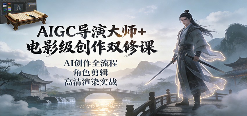 AIGC导演大师+电影级创作双修课：AI创作全流程、角色剪辑、高清渲染实战 – 战狼项目网_分享创业资讯_最新网络项目资源-生财有道
