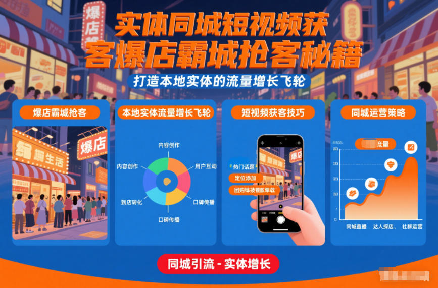 实体同城短视频获客爆店霸城抢客秘籍，打造本地实体的流量增长飞轮 – 战狼项目网_分享创业资讯_最新网络项目资源-生财有道