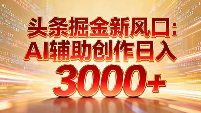 头条掘金新风口：AI辅助创作日入3000+，矩阵玩法当天启动隔天见效 – 战狼项目网_分享创业资讯_最新网络项目资源-生财有道