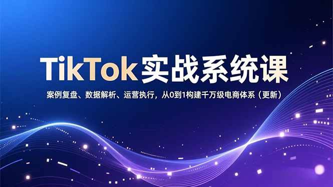 TikTok实战系统课，案例复盘、数据解析、运营执行，从0到1构建千万级电商体系（更新） – 战狼项目网_分享创业资讯_最新网络项目资源-生财有道