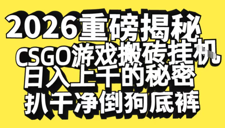 2026开年重磅解密，CSGO游戏搬砖挂G日入1k+的秘密，把倒狗的底裤扒干【揭秘】 – 战狼项目网_分享创业资讯_最新网络项目资源-生财有道