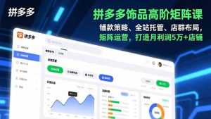 拼多多饰品高阶矩阵课,铺款策略、全站托管、店群布局,矩阵运营,打造月利润5万+店铺 – 战狼项目网_分享创业资讯_最新网络项目资源-生财有道