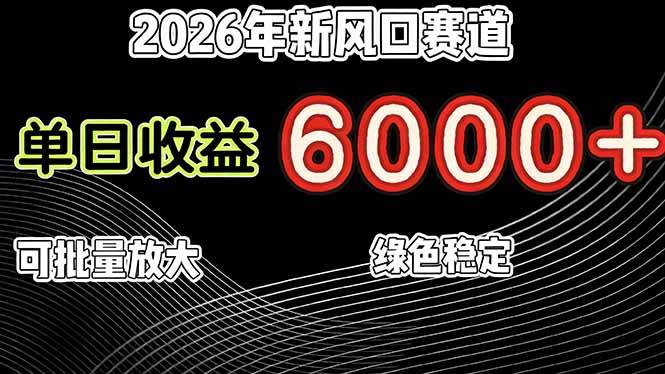 2026年新风口赛道，当日6000+以上，可批量放大，月收入20万+，长期绿色稳定的项目 – 战狼项目网_分享创业资讯_最新网络项目资源-生财有道