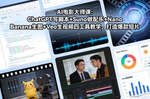 AI电影大师课：ChatGPT写脚本+Suno做配乐+Nano Banana生图+Veo生视频，打造爆款短片 – 战狼项目网_分享创业资讯_最新网络项目资源-生财有道