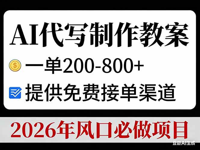 AI代写制作教案，一单200-800+，提供免费接单渠道，2026年风口必做项目 – 战狼项目网_分享创业资讯_最新网络项目资源-生财有道