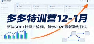 多多特训营12-1月：矩阵SOP+ 控投产流程，解锁2026最新盈利打法 – 战狼项目网_分享创业资讯_最新网络项目资源-生财有道