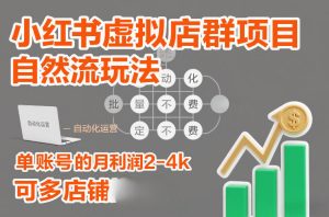 小红书虚拟店群项目,自然流玩法,批量自动化,稳定不费号,单账号的月利润2-4k,可多店矩阵 – 战狼项目网_分享创业资讯_最新网络项目资源-生财有道