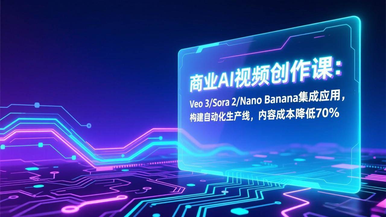 商业AI视频创作课：Veo 3/Sora 2/Nano Banana集成应用，构建自动化生产线，内容成本降低70% – 战狼项目网_分享创业资讯_最新网络项目资源-生财有道