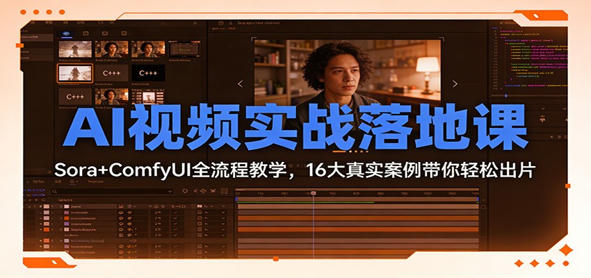 AI视频实战落地课：Sora+ComfyUI全流程教学，16大真实案例带你轻松出片 – 战狼项目网_分享创业资讯_最新网络项目资源-生财有道