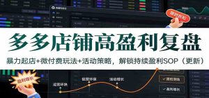 多多店铺高盈利复盘：暴力起店+微付费玩法+活动策略，解锁持续盈利SOP（更新） – 战狼项目网_分享创业资讯_最新网络项目资源-生财有道
