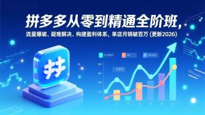 拼多多从零到精通全阶班，流量爆破、疑难解决，构建盈利体系，单店月销破百万(更新2026) – 战狼项目网_分享创业资讯_最新网络项目资源-生财有道