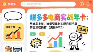 拼多多电商实战年卡：从选品上架、流量引爆到实现日销千单的全流程操作（更新2026） – 战狼项目网_分享创业资讯_最新网络项目资源-生财有道