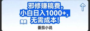 番茄小说赚稿费邪修玩法无需成本，日入1000+，超级简单！ – 战狼项目网_分享创业资讯_最新网络项目资源-生财有道