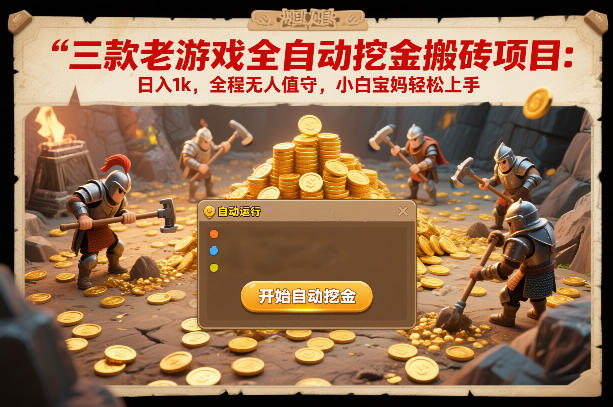 三款老游戏全自动挖金搬砖项目：日入1k，全程无人值守，小白宝妈轻松上手【揭秘】 – 战狼项目网_分享创业资讯_最新网络项目资源-生财有道